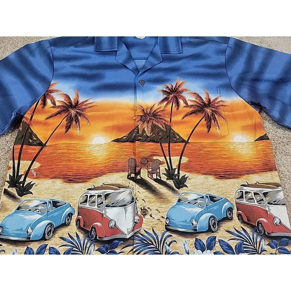 Vintage Aloha Republic Hawaiian Shirt Men's Size M Blue Button Up‎ beach - Picture 4 of 11